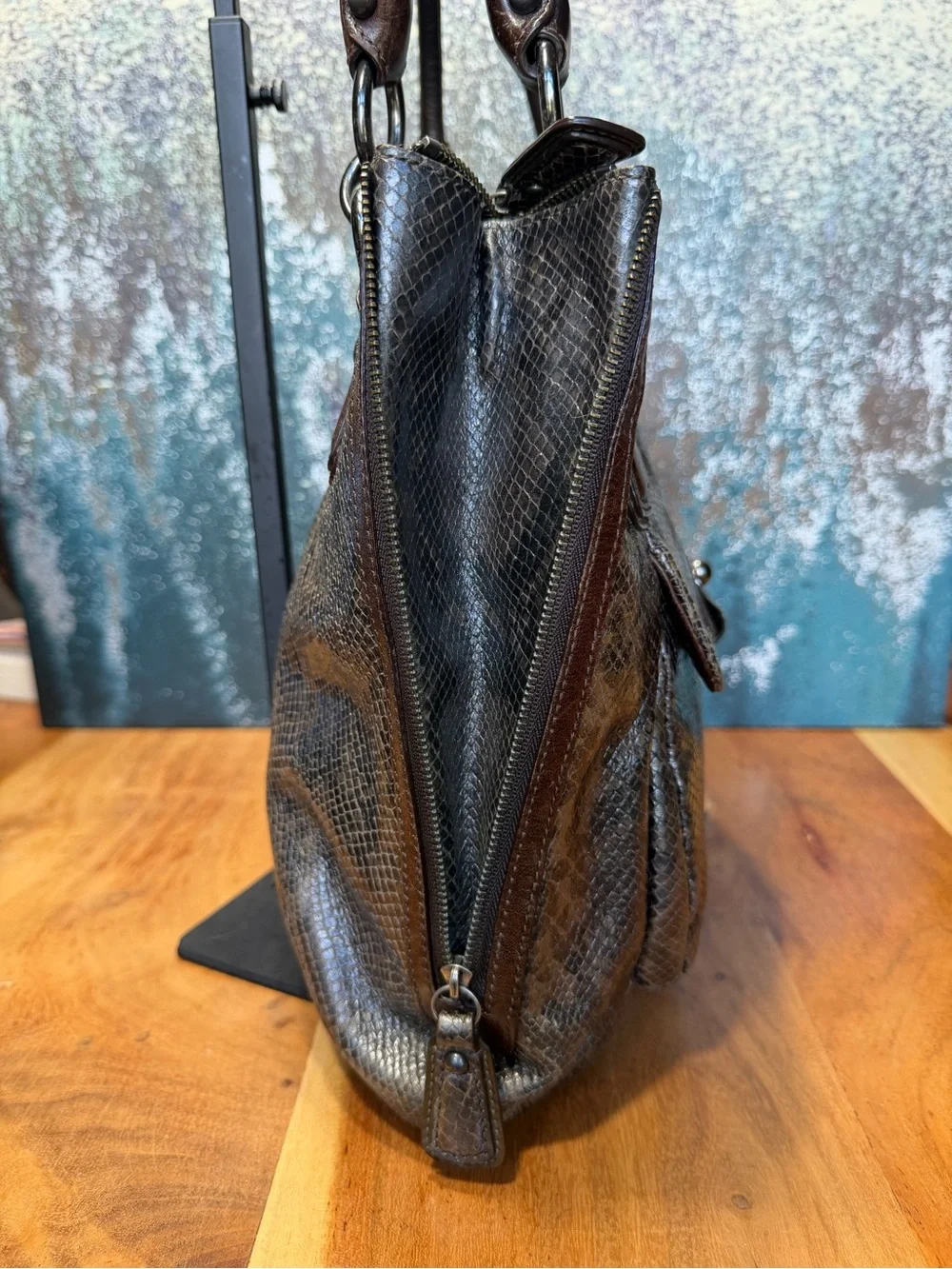 Coach Old Money 2011 Kristin Python Embossed Leather Tote Bronze
